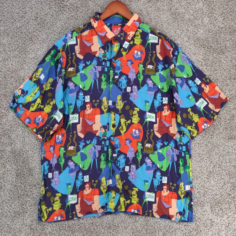 Reyn Spooner Disney Wreck It Ralph Hawaiian Shirt Mens Large Short Sleeve